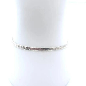 925 Sterling Silver Herringbone Chain Bracelet Spring Ring Closure Italy VTG 3g